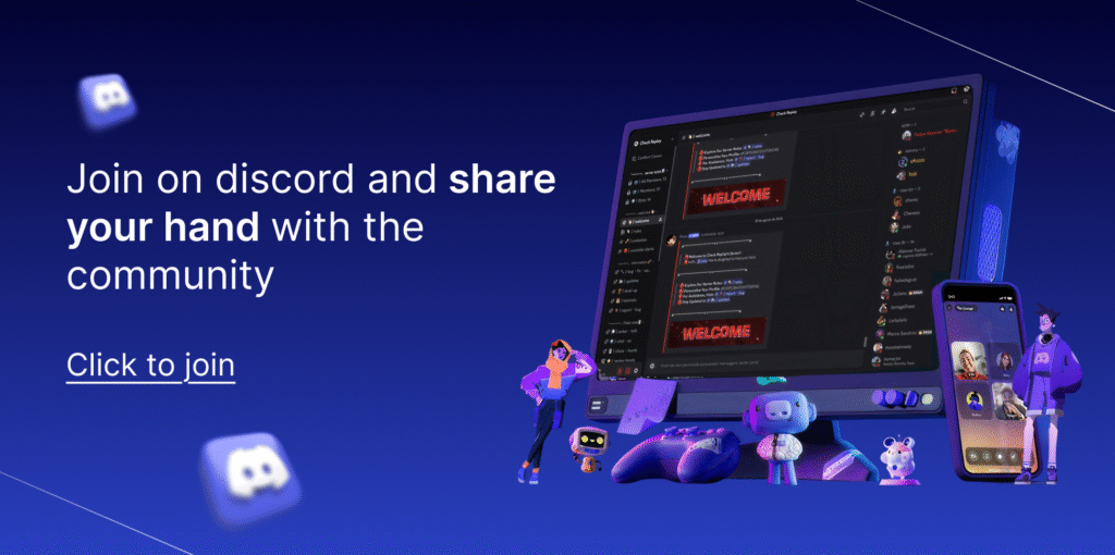 Check Replay Discord Banner, with a text "Join on discord and share your hand with the community"