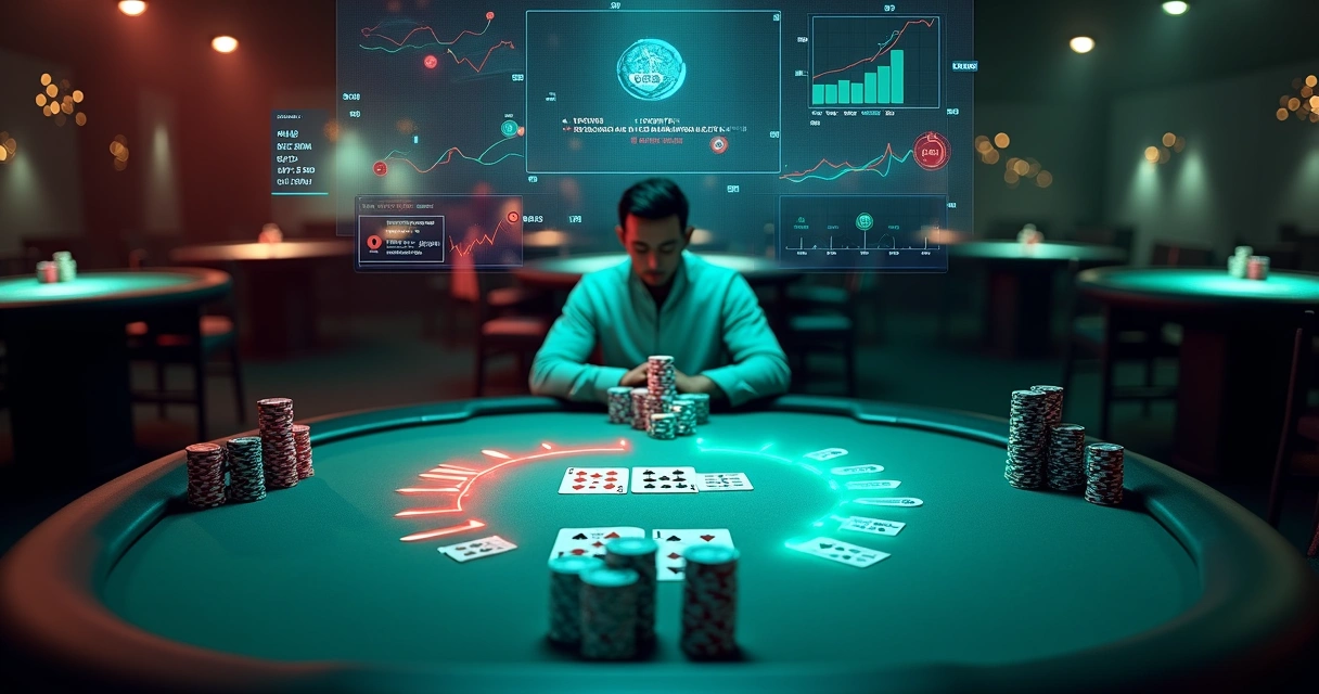 Player comparing incorrect and correct poker hand decisions on a digital screen