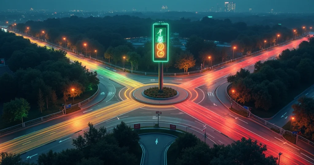 Poker tables branching from a traffic light showing smart game selection